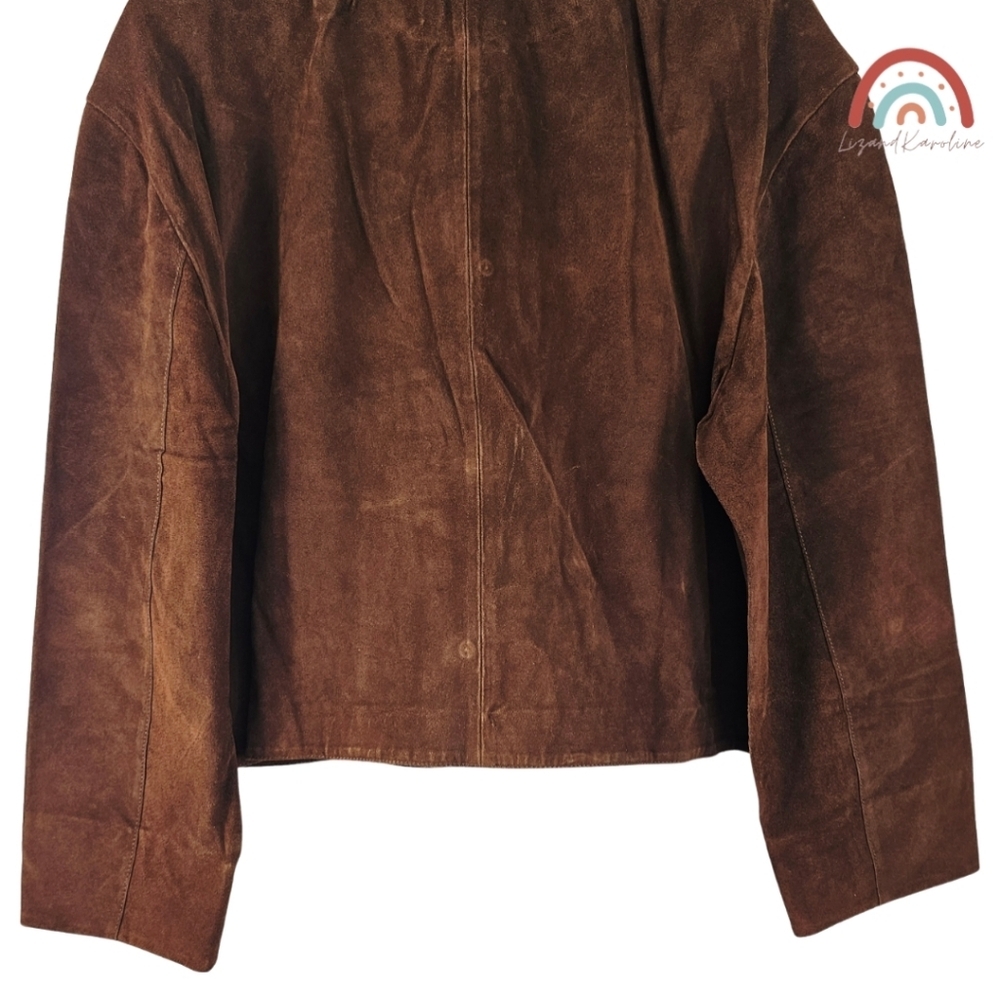 New! Madewell Boxy Crop Jacket in Suede Dark Roast Suede - Picture 9 of 16